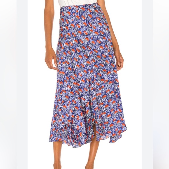 Alexis Serodie Printed Satin Midi Skirt
